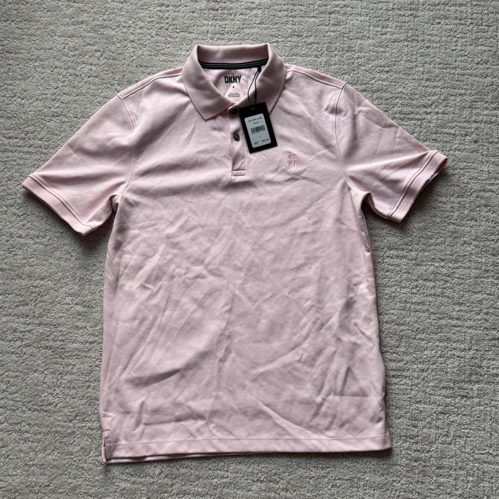DKNY Mens Orchid Pink Short Sleeve Polo Shirt DK14PL1249 Small